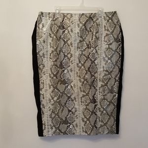 ASOS leather snakeskin print pencil skirt.